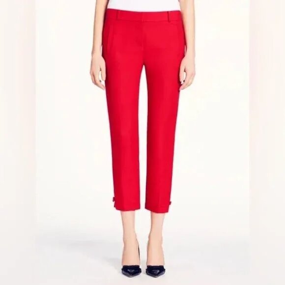 Kate Spade Jackie Bow Cropped Red Pants, Size 4 - Picture 1 of 5